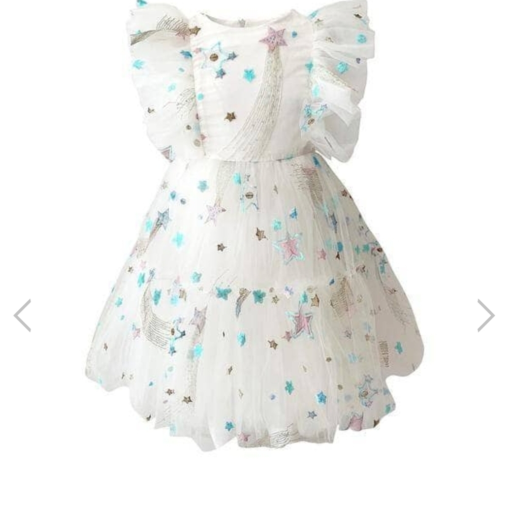 White Starry Tulle Dress